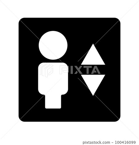 電梯剪影標誌。電梯設備指南。向量。 100416099