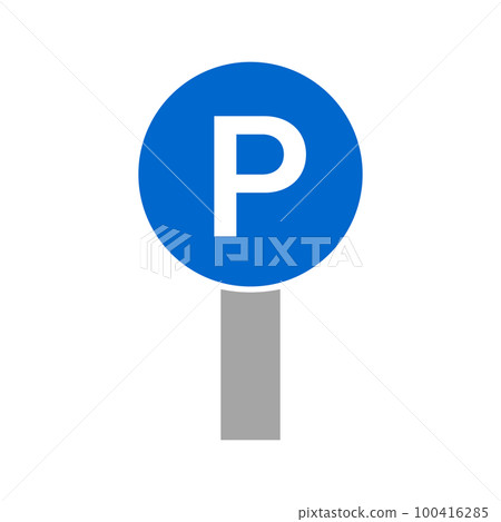 停車標誌和桿。停車場。向量。 100416285