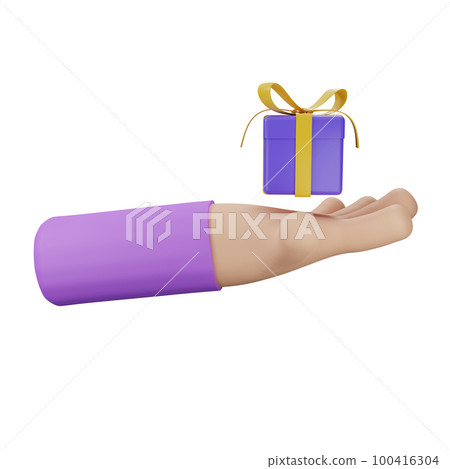 3d rendering hand with gift concept 100416304