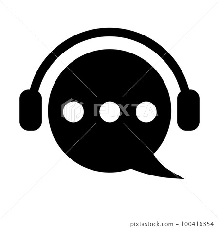 聊天支持剪影圖標。向量。 聊天支持剪影圖標。向量。 100416354