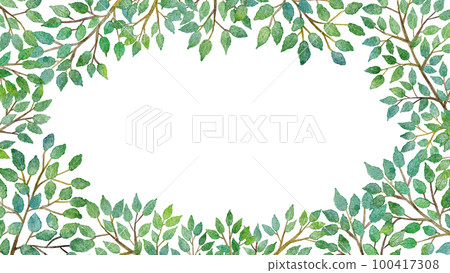 Tree leaves watercolor vector illustration frame background Tree leaves watercolor vector illustration frame background 100417308