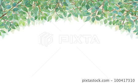 Tree leaves watercolor vector illustration frame background 100417310