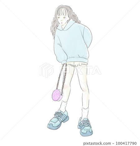 casual fashion female character full body hand drawn illustration casual fashion female character full body hand drawn illustration 100417790