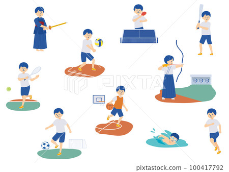 Illustration of a boy playing sports 100417792