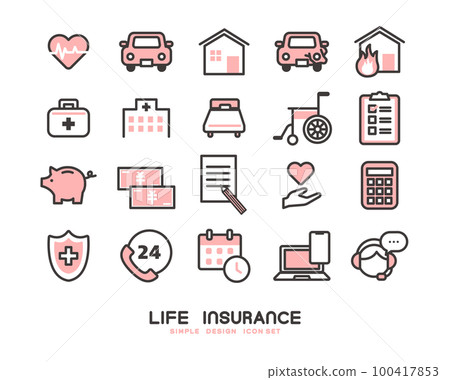 Vector illustration material of life insurance icon / injury / hospitalization / car / traffic accident 100417853