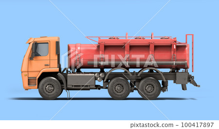 Tank truck left view tanker truck Car 3d render on blue background 100417897