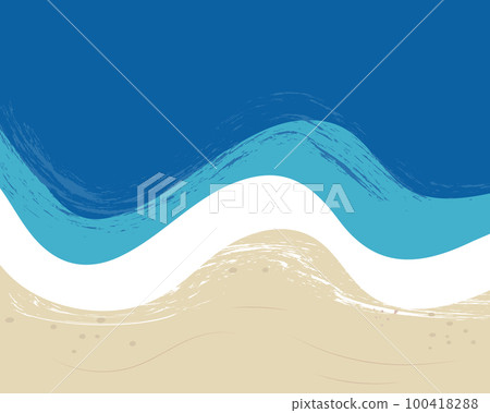 Summer landscape in a flat style. Sea, waves and sand. The concept of a summer holiday at sea 100418288