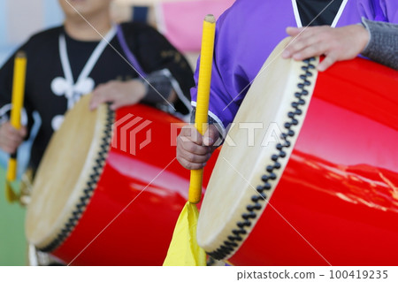 Drumsticks during the Okinawan Eisa Dance Drumsticks during the Okinawan Eisa Dance 100419235