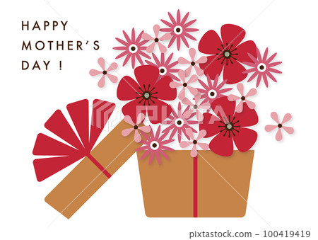 Mother's day illustration of a box and lots of flowers Mother's day illustration of a box and lots of flowers 100419419