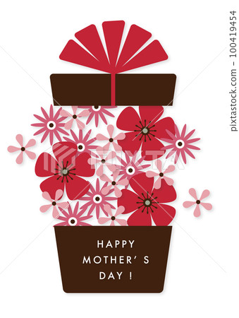 A brown box of flowers and a Mother's Day card illustration. A brown box of flowers and a Mother's Day card illustration. 100419454