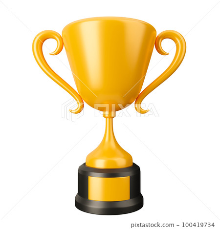 Golden Trophy on with background, 3D rendering illustration. 100419734