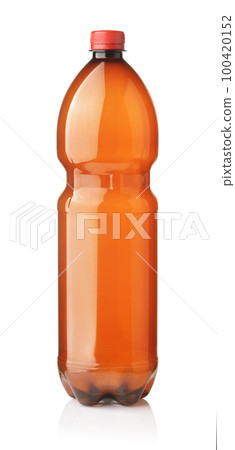 Front view of empty brown plastic bottle Front view of empty brown plastic bottle 100420152