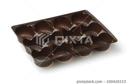 Empty brown plastic blister candy packaging tray 100420153