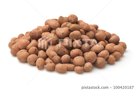 Pile of expanded lightweight clay pebbles Pile of expanded lightweight clay pebbles 100420187