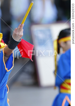 Drumsticks during the Okinawan Eisa Dance Drumsticks during the Okinawan Eisa Dance 100420333