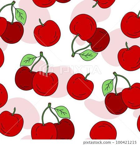 Cherry Pattern seamless on white background Vector Illustration 100421215