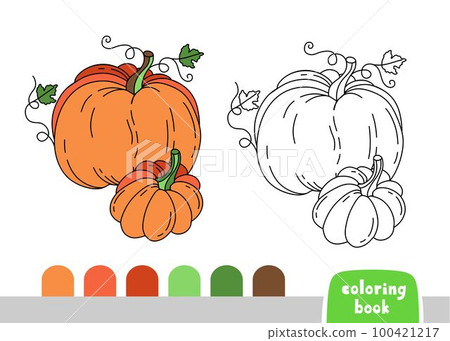 Coloring Book for Kids Pumpkin Page for Books Magazines Coloring Vector Illustration 100421217