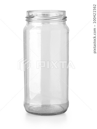 Open empty glass jar for food and canned food. Open empty glass jar for food and canned food. 100421562