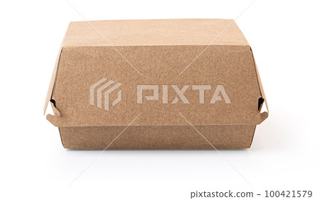 closed empty hamburger box 100421579