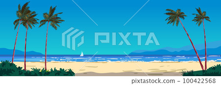 Tropical beach resort, exotical island, palms, ocean, sea banner Tropical beach resort, exotical island, palms, ocean, sea banner 100422568