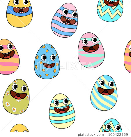 Happy Easter seamless pattern eggs festive background Happy Easter seamless pattern eggs festive background 100422569