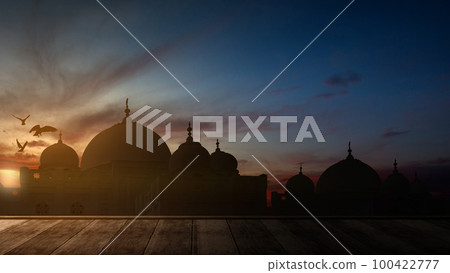 Silhouette of the mosque Silhouette of the mosque 100422777