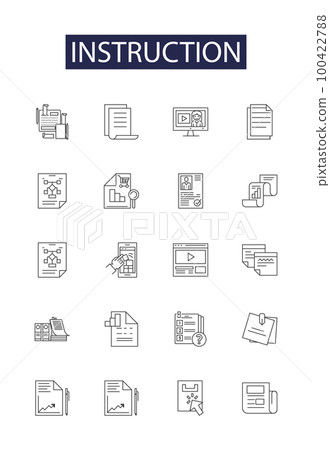 Instruction line vector icons and signs. symbol, icon, vector, information, illustration, sign, set,flat outline vector illustration set 100422788