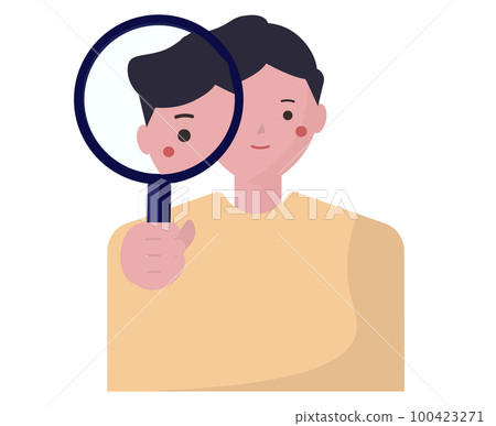 A man looking through a magnifying glass discover detective vector illustration A man looking through a magnifying glass discover detective vector illustration 100423271