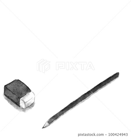 Stationery pencil and eraser monochrome illustration (ink hand-drawn illustration) Stationery pencil and eraser monochrome illustration (ink hand-drawn illustration) 100424943