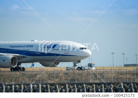 [ANA aircraft towing from Keihinjima Tsubasa Park] 100425173