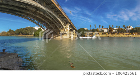 Triana Bridge, Guadalquivir River View, Sevilla, Spain Triana Bridge, Guadalquivir River View, Sevilla, Spain 100425561