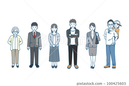 各個年齡段的人,男女全身插圖集 各個年齡段的人,男女全身插圖集 100425603