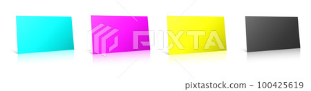 Three Business Cards template CMYK for presentation layouts and design. 3D rendering. Three Business Cards template CMYK for presentation layouts and design. 3D rendering. 100425619