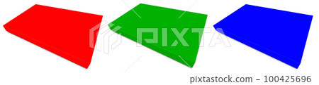 Red, green and blue (RGB) Canvas Wraps template for presentation layouts and design. 3D rendering. Red, green and blue (RGB) Canvas Wraps template for presentation layouts and design. 3D rendering. 100425696