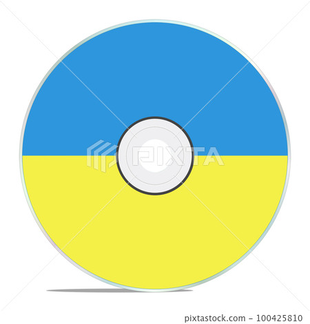 CD or DVD blank template Ukrainian flag for presentation layouts and design. 3D rendering. Digitally Generated Image. Isolated on white background. 100425810