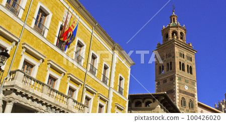 City Hall and Mudejar Tower of Cathedral, Teruel, Spain City Hall and Mudejar Tower of Cathedral, Teruel, Spain 100426020