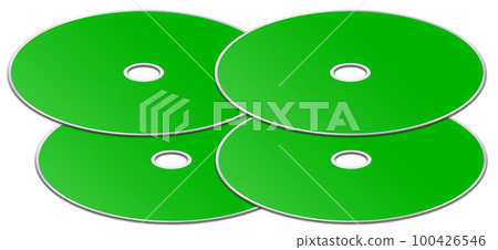 CD or DVD blank template green for presentation layouts and design. 3D rendering. CD or DVD blank template green for presentation layouts and design. 3D rendering. 100426546