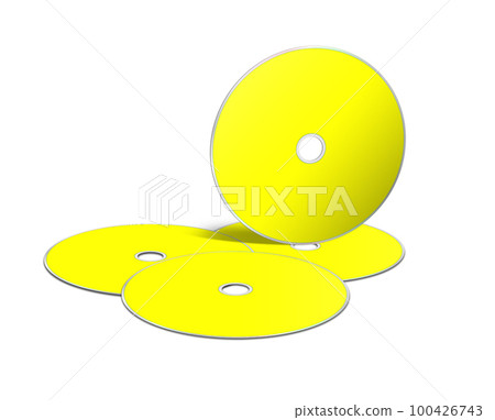 CD or DVD blank template yellow for presentation layouts and design. 3D rendering. 100426743
