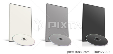 DVD box blank template white, grey and black for presentation layouts and design. 3D rendering. DVD box blank template white, grey and black for presentation layouts and design. 3D rendering. 100427092
