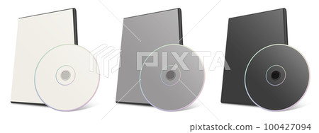 DVD box blank template white, grey and black for presentation layouts and design. 3D rendering. DVD box blank template white, grey and black for presentation layouts and design. 3D rendering. 100427094