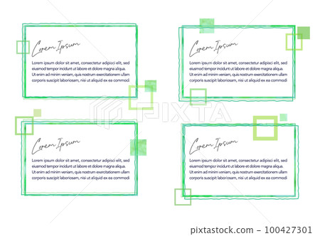 具有透明水彩觸感的綠色矩形邊框 100427301