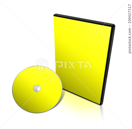 DVD box blank template yellow for presentation layouts and design. 3D rendering. 100427317