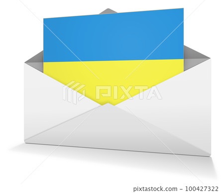Postal envelope blank template color for presentation layouts and design. 3D rendering. 100427322