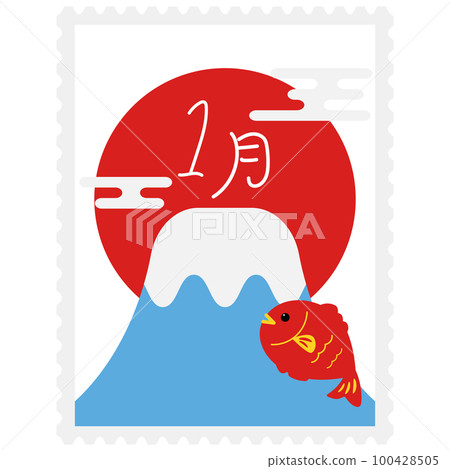 Stamp style calendar icon January Stamp style calendar icon January 100428505