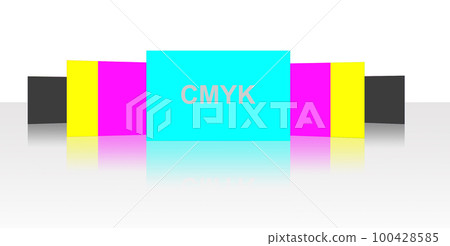 CMYK Insert report or screenshoot blank template black, cyan, yellow, magenta for presentation layouts and design. 100428585