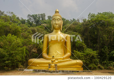 big golden buddha at Wat pa sawang boon temple in Saraburi Province of Thailand. 100429120