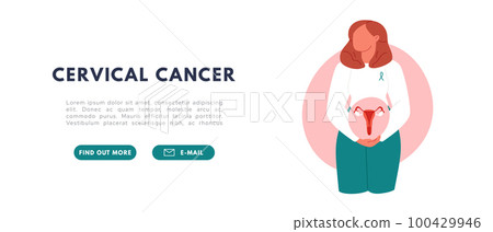 Woman health. Cervical cancer. Gynecology problems.Flat vector isolated illustration Woman health. Cervical cancer. Gynecology problems.Flat vector isolated illustration 100429946