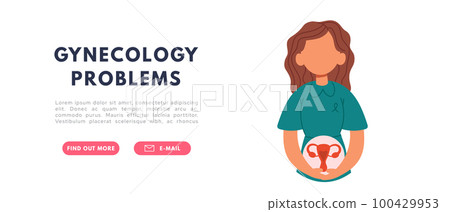 Woman health. Pain in uterus. Gynecology problems.Flat vector isolated illustration 100429953