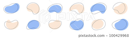 Abstract organic shapes collection. Set of dynamic blobs figure, irregulars form splashs, liquid bubbles. Vector illustration. Abstract organic shapes collection. Set of dynamic blobs figure, irregulars form splashs, liquid bubbles. Vector illustration. 100429968