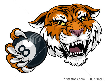 Tiger Angry Pool 8 Ball Billiards Mascot Cartoon 100430209